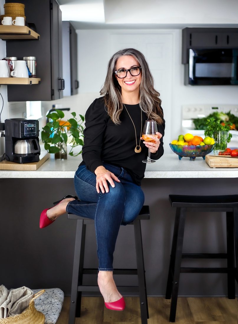 Personal branding portrait in a home kitchen