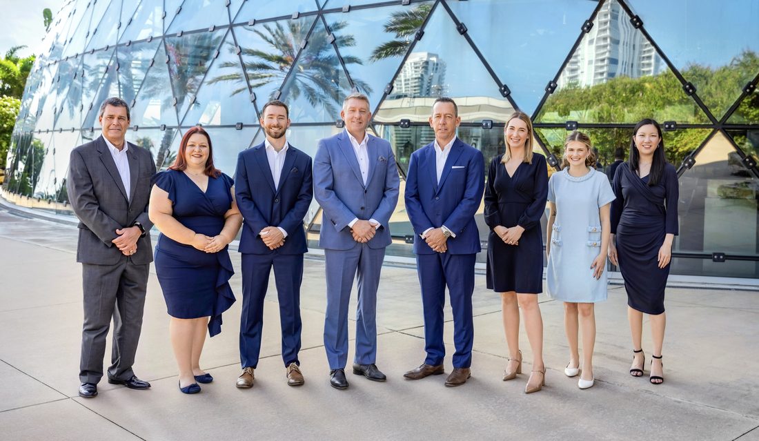 Business team portrait outdoors in downtown Tampa
