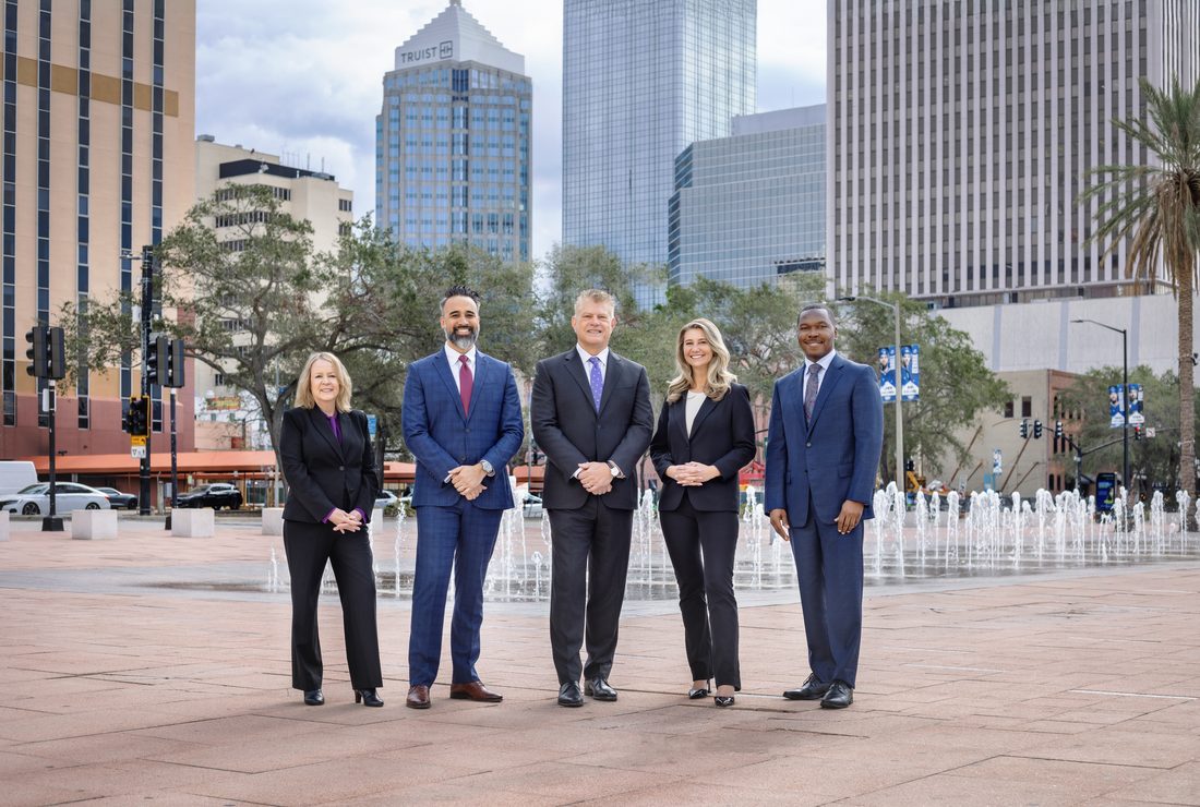 Business team portrait in a downtown city setting